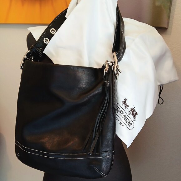 Coach Handbags - EUC Black Coach 1415 Crossbody & Logo Dust Cover Protective Bag